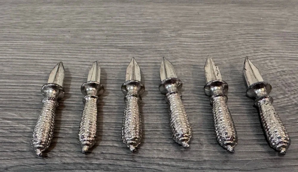 Vintage Corn Cob Holders Set of 6 Patented Silver Metal Skewers Picks 3 pair